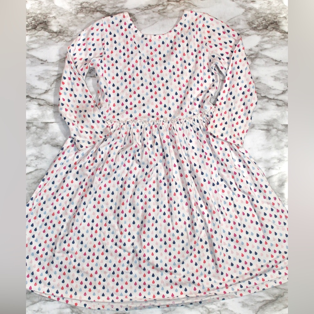 Harper Canyon White Long Sleeve Dress with Pink & Blue Raindrops